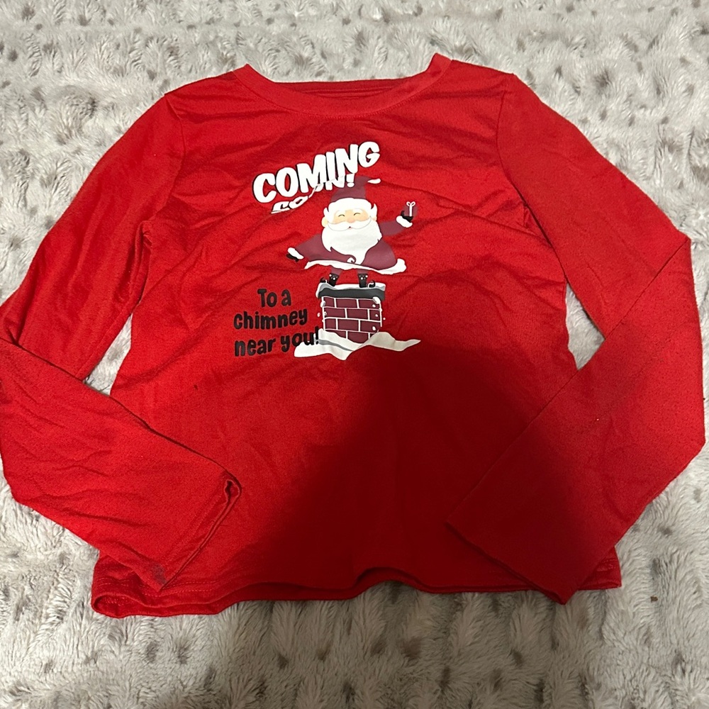 Festive Red Kids Long Sleeve Santa Shirt